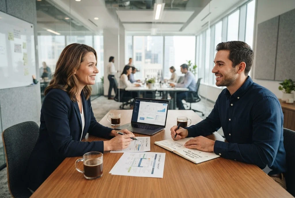 Career development questions to ask manager during a workplace growth conversation